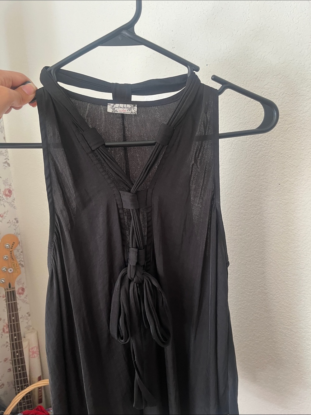 Intimately Free People Black Sleeveless Tie-Front top